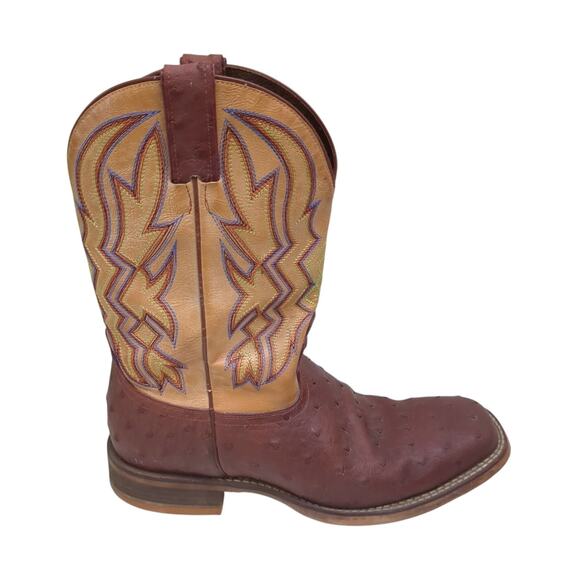Nocona Mens Full Quill Ostrich Leather Western Cowboy Boots Cognac 11 D main image 4